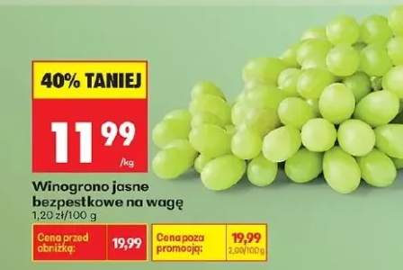 Winogrona jasne bezpestkowe na wagę