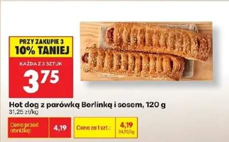 Hot dog z parówką Berlinką i sosem