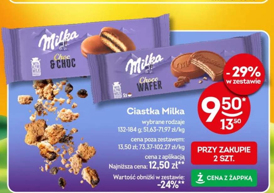 Ciastka Milka wybrane rodzaje