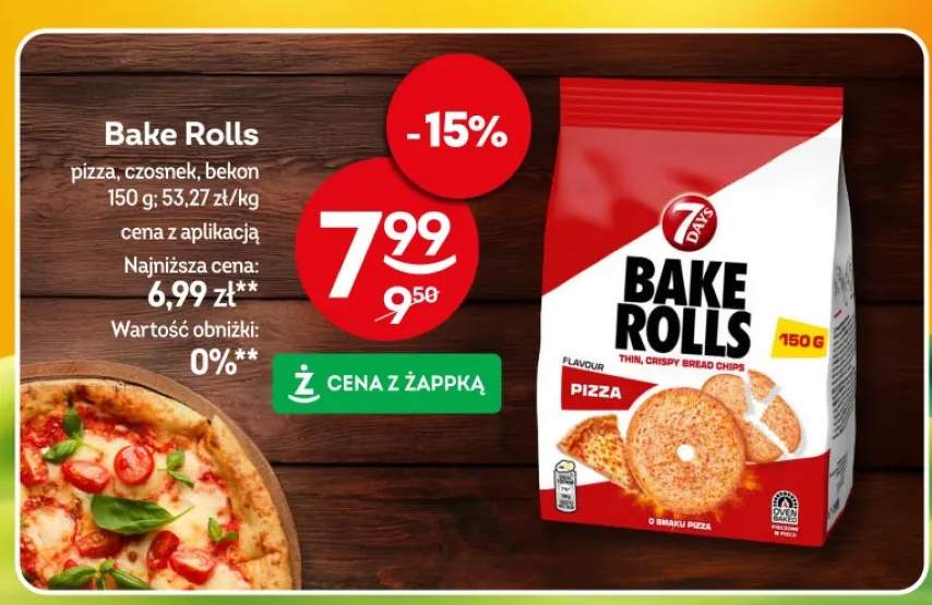Bake Rolls pizza, czosnek, bekon