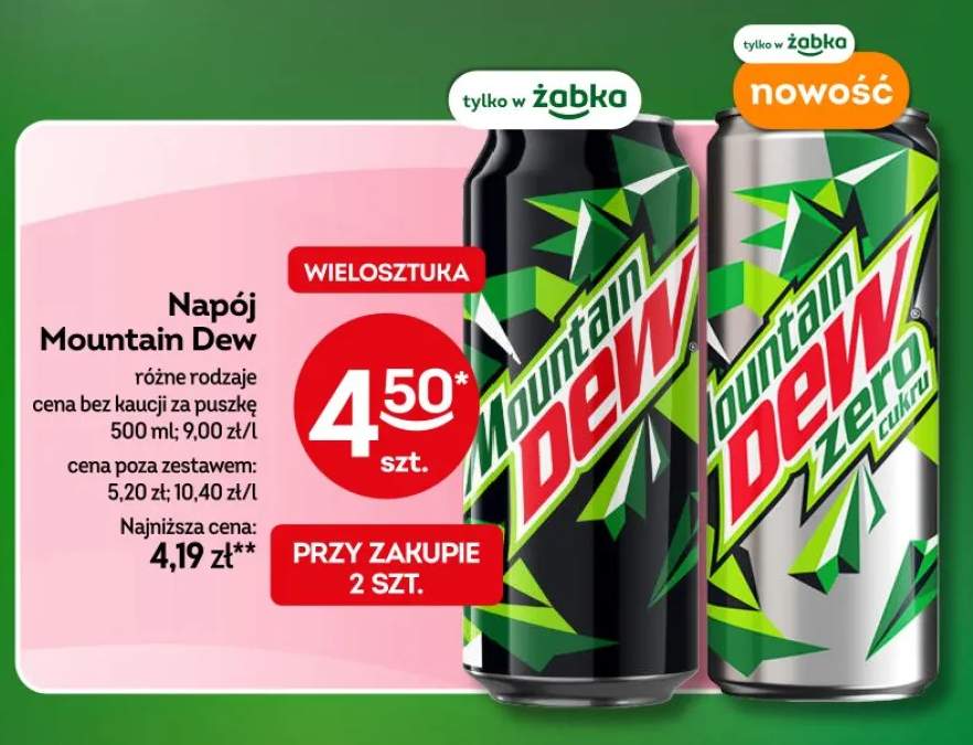 Napój Mountain Dew różne rodzaje