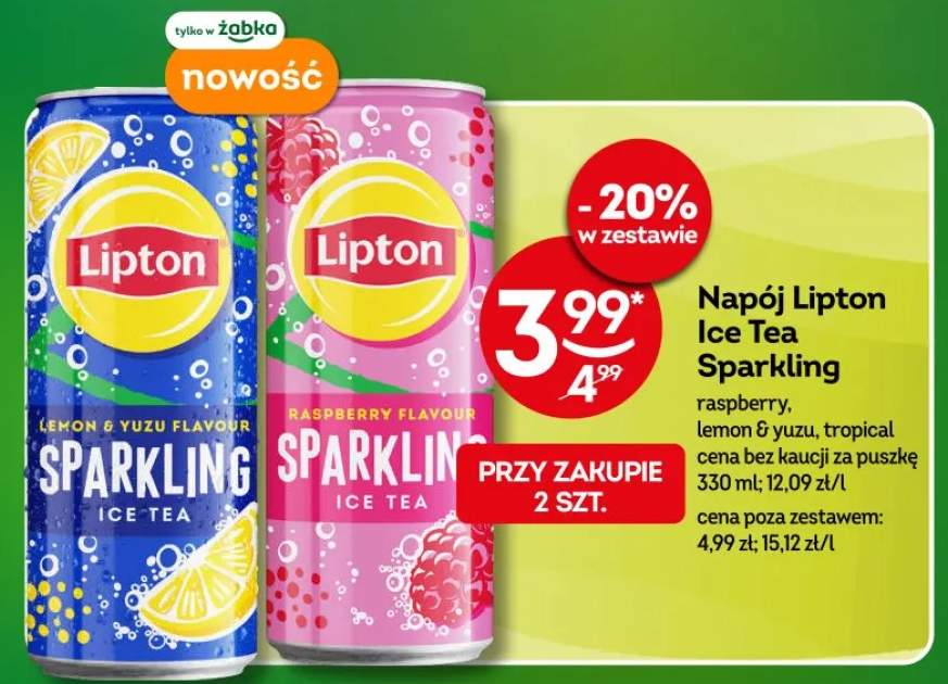 Napój Lipton Ice Tea Sparkling raspberry, lemon & yuzu, tropical