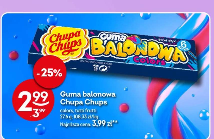 Guma balonowa colors, tutti frutti