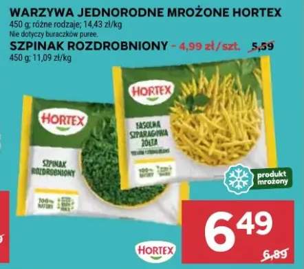 Warzywa jednorodne mrożone szpinak rozdrobniony
