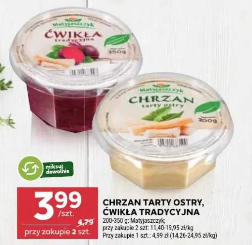 Chrzan tarty ostry, ćwikła tradycyjna