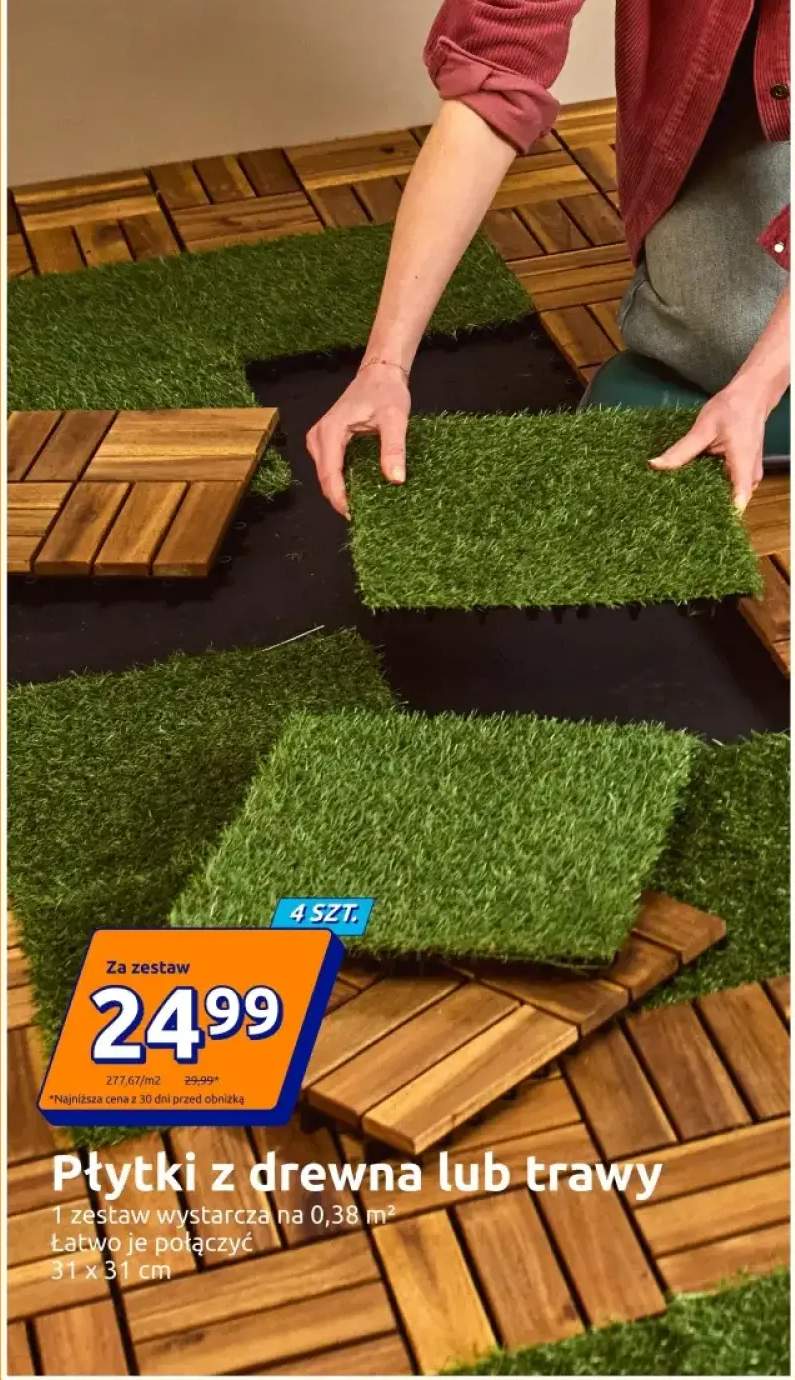 Płytki z drewna lub trawy 4 szt.