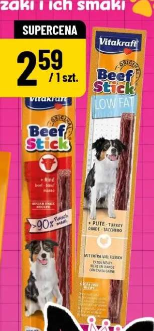 Przysmak dla psa z jagnięciną lub wołowiną Beef Stick