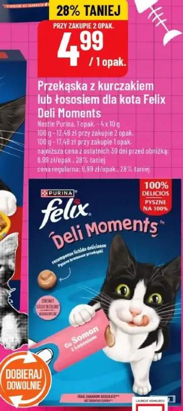 Przekąska z kurczakiem lub łososiem dla kota