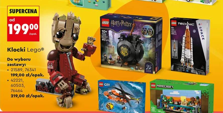 Klocki Lego do wyboru zestawy: 21589 (199,00 zł/opak.), 76341, 42221, 60503, 76464 (219,00 zł/opak.)