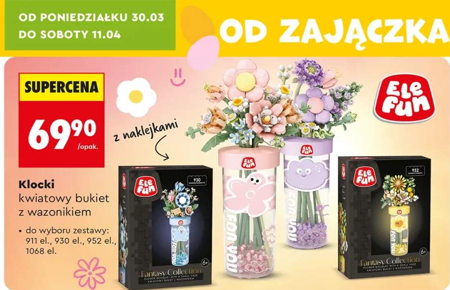 Klocki kwiatowy bukiet z wazonikiem