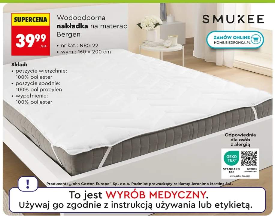 Wodoodporna nakładka na materac Bergen