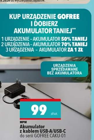 Akumulator z kablem USB-A/USB-C do serii GOFREE CAKU-01