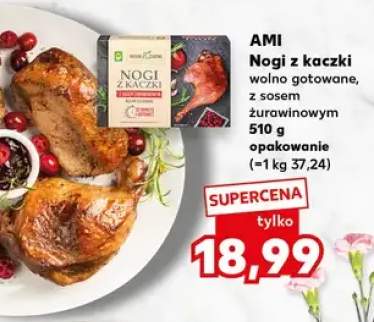 Nogi z kaczki wolno gotowane, z sosem żurawinowym