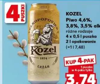 Piwo Kozel różne rodzaje 4,6%, 3,8%, 3,5% alk.