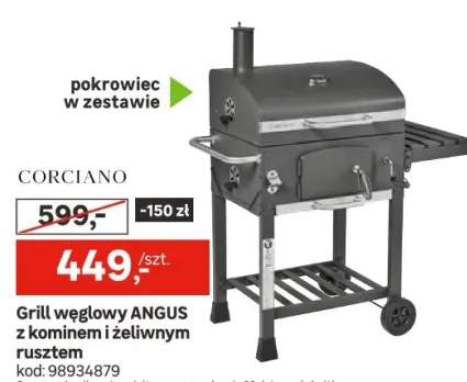 Grill węglowy z rusztem i półką na wózku