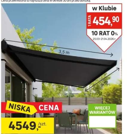 Markiza zewnętrzna z napędem z wysuwanym ramieniem Loby 4x3.5 metra antracytowa