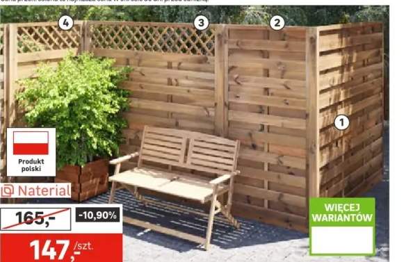 Płot szczelny Nive 180x180 cm drewniany