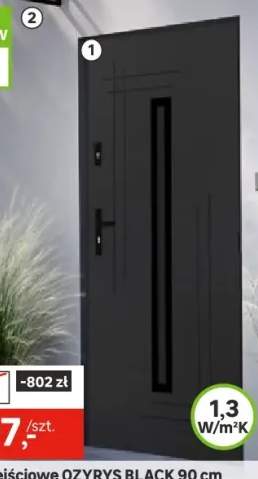 Drzwi zewnętrzne wejściowe Ozyrys Black Antracytowe 90 prawe