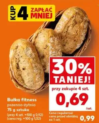 Bułka fitness pszenno-żytnia 75g sztuka