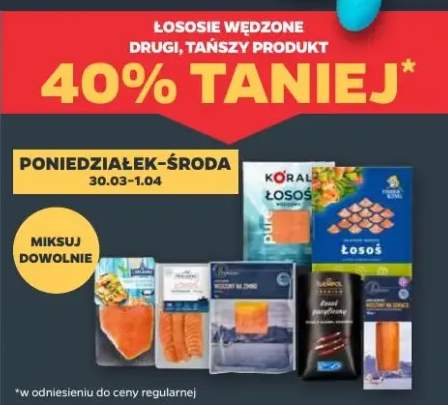 Łosoś wędzony, drugi, tańszy produkt 40% taniej