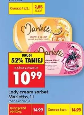 Lody cream sorbet różne rodzaje