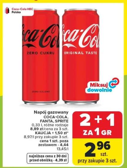 Napój gazowany Coca-Cola, Fanta, Sprite