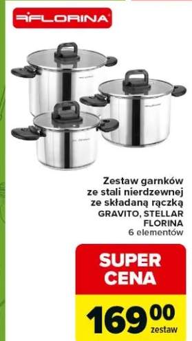 Zestaw garnków ze stali nierdzewnej ze składaną rączką Gravito, Stellar Florina