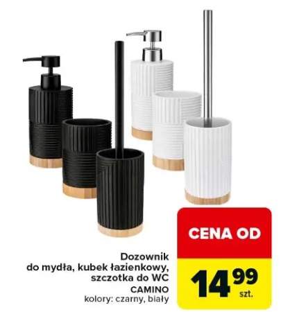 Dozownik do mydła, kubek łazienkowy, szczotka do WC Camino