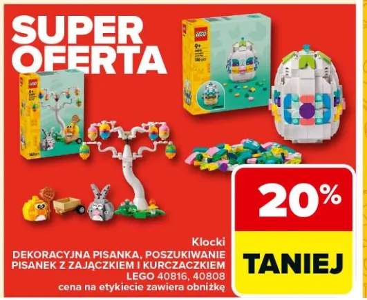 Klocki dekoracyjna pisanka, poszukiwanie pisanek z czekoladą i kurczaczkiem Lego 40816, 40808