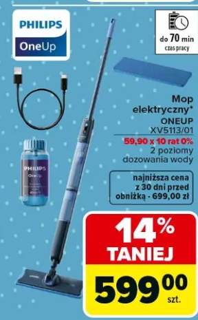 Mop elektryczny OneUp XV5113/01 2 poziomy dozowania wody