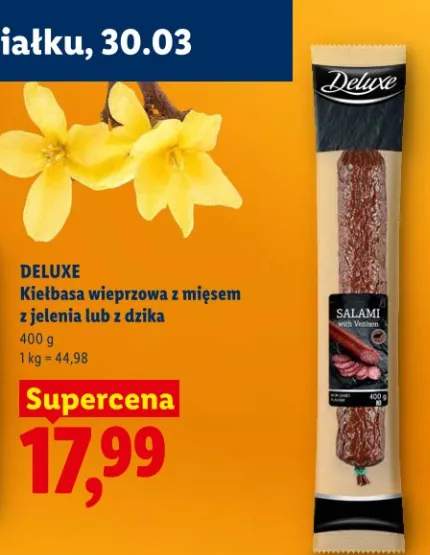 Kiełbasa wieprzowa z mięsem z jelenia lub z dzika