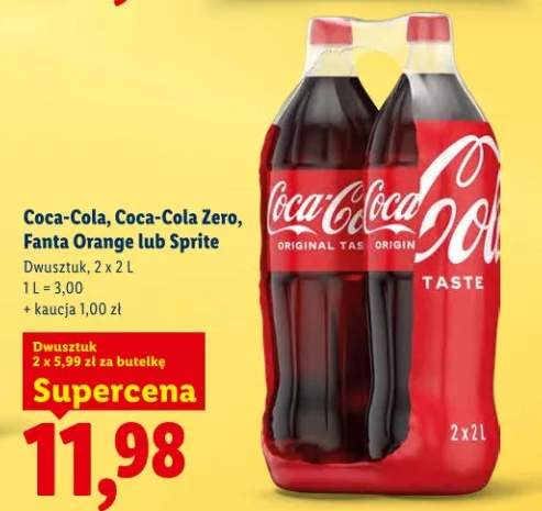 Coca-Cola, Coca-Cola Zero, Fanta Orange lub Sprite