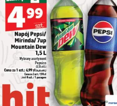 Napój pepsi, mirinda, 7up, mountain dew
