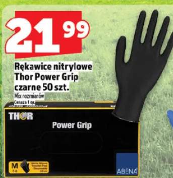 Rękawice nitrylowe Thor Power Grip czarne 50 szt. mix rozmiarów