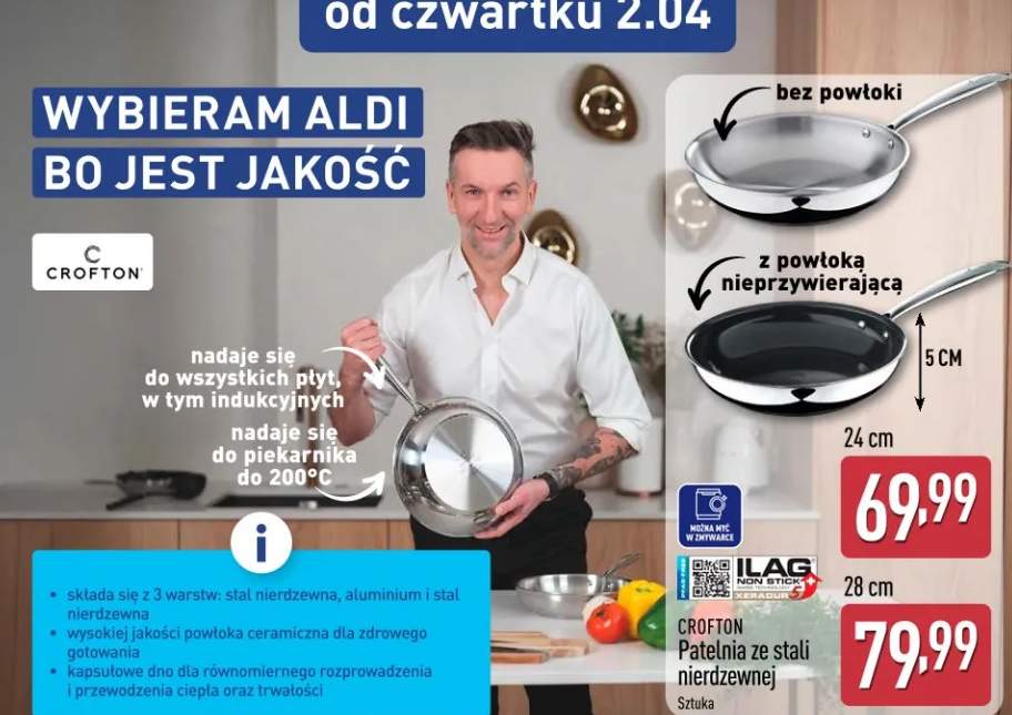 Patelnia ze stali nierdzewnej 28cm