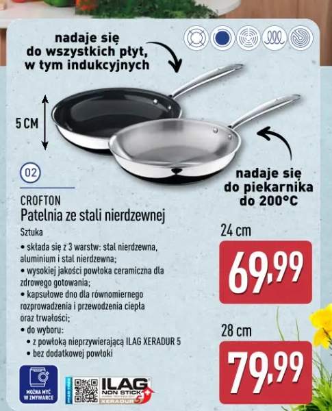 Patelnia ze stali nierdzewnej 28 cm