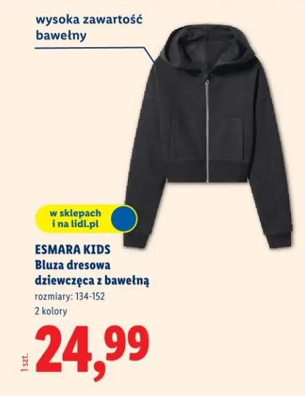 Bluza dresowa dziewczęca z bawełną