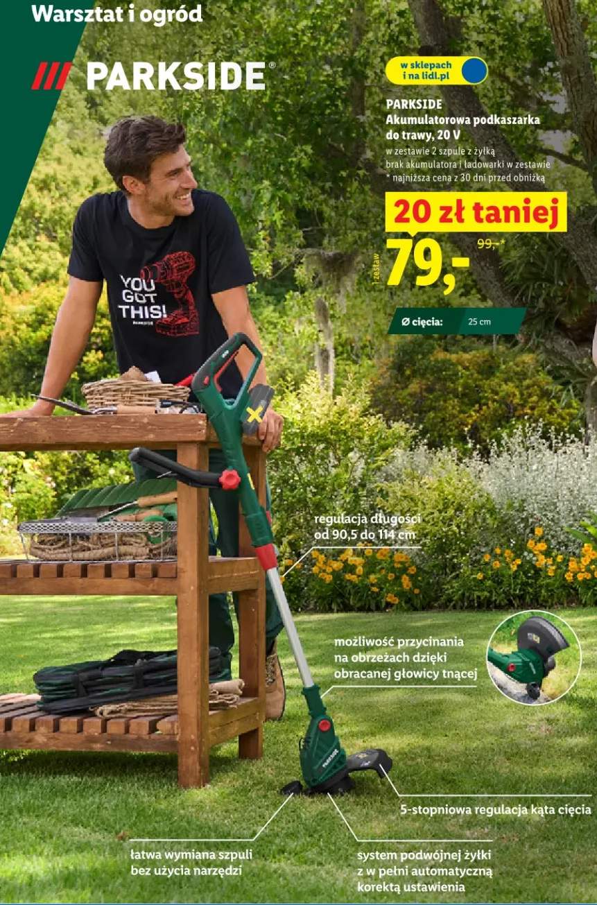 Akumulatorowa podkaszarka do trawy, 20 V