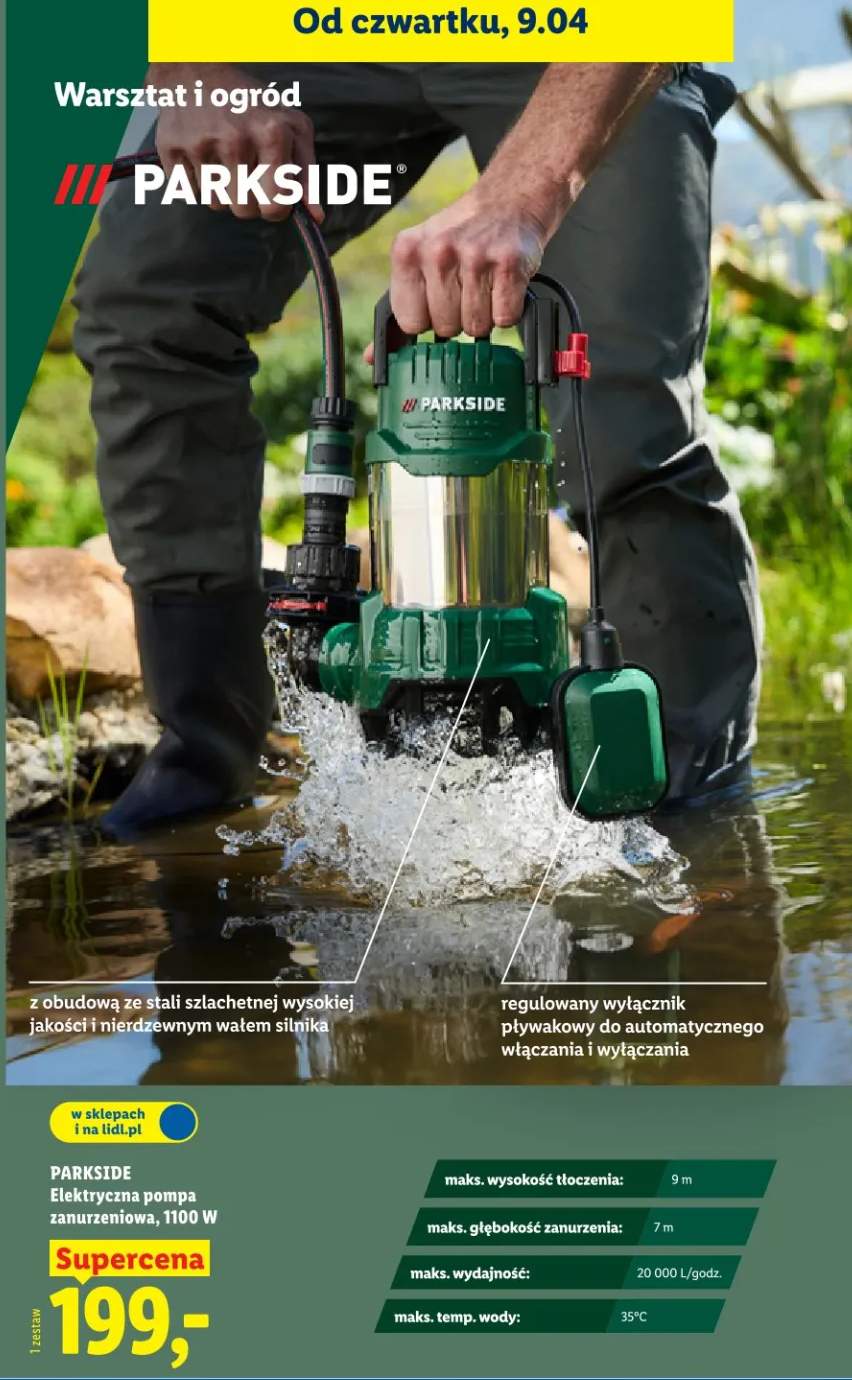 Elektryczna pompa zanurzeniowa, 1100W