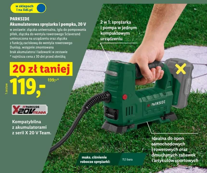 Akumulatorowa sprężarka i pompka 20V