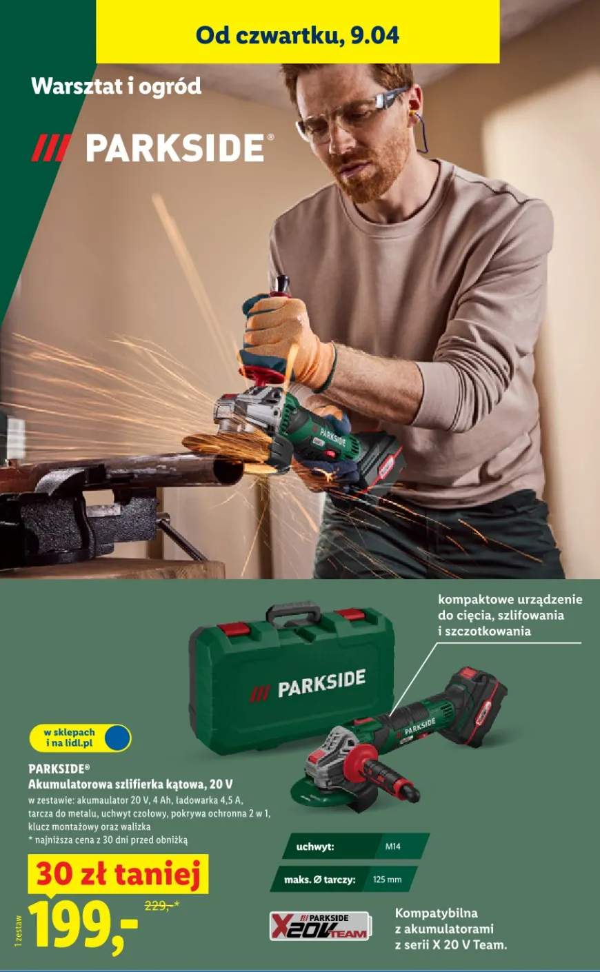 Akumulatorowa szlifierka kątowa 20V