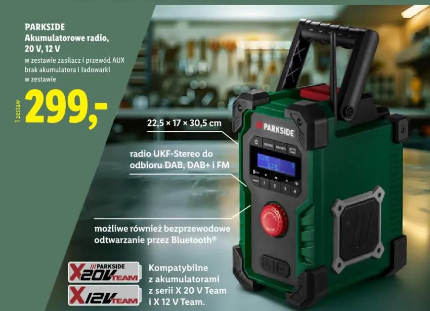 Akumulatorowe radio 20V 12V
