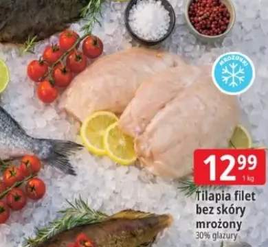 Tilapia filet bez skóry mrożony 30% glazury