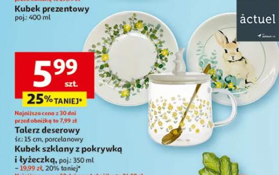 Talerz deserowy lub kubek szklany z pokrywką i łyżeczką