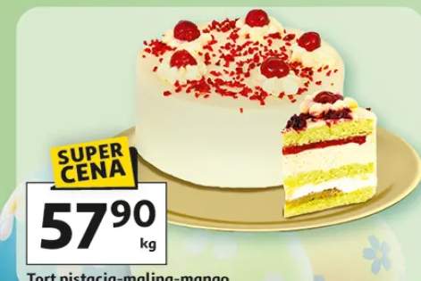 Tort pistacja-malina-mango