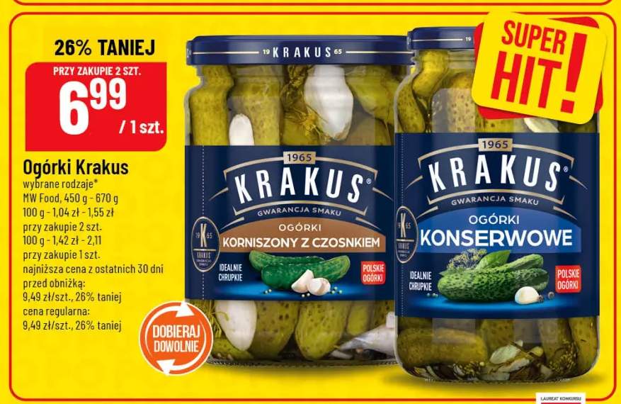 Ogórki korniszony z czosnkiem/konserwowe