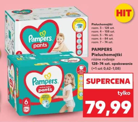 Pieluchomajtki różne rodzaje 128-74szt.