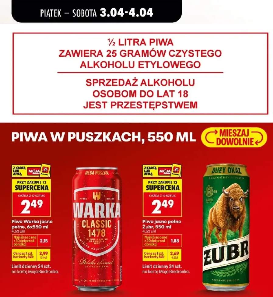 Piwo jasne pełne 6x550ml