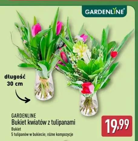 Bukiet kwiatów z tulipanami 5 tulipanów w bukiecie, różne kompozycje