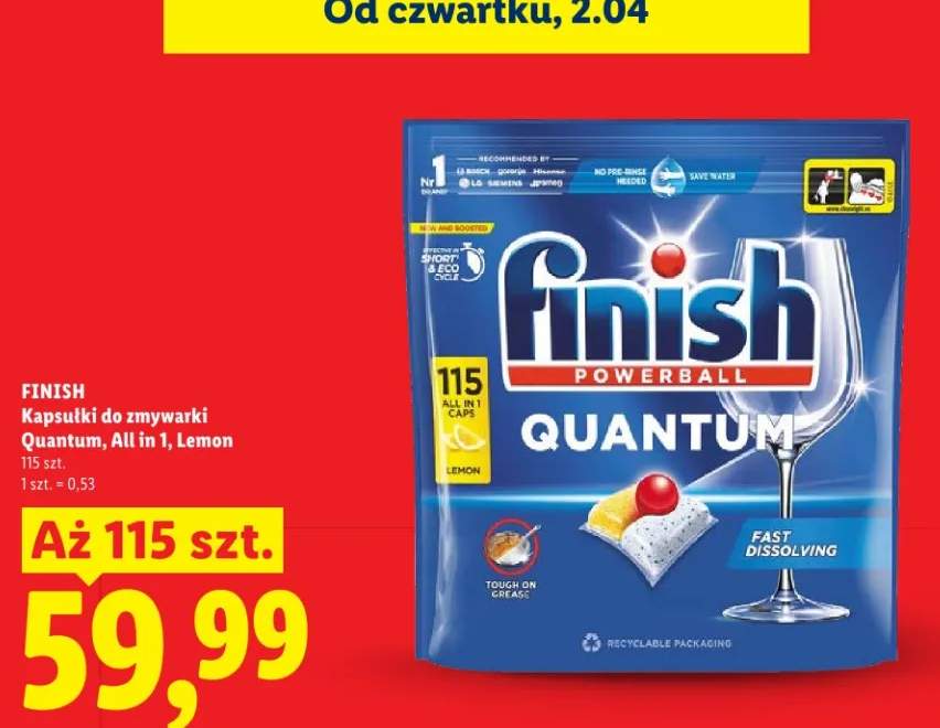 Kapsułki do zmywarki Quantum, All in 1, Lemon